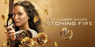 Jennifer Lawrence as Katniss Everdeen in The Hunger Games: Catching Fire key art
