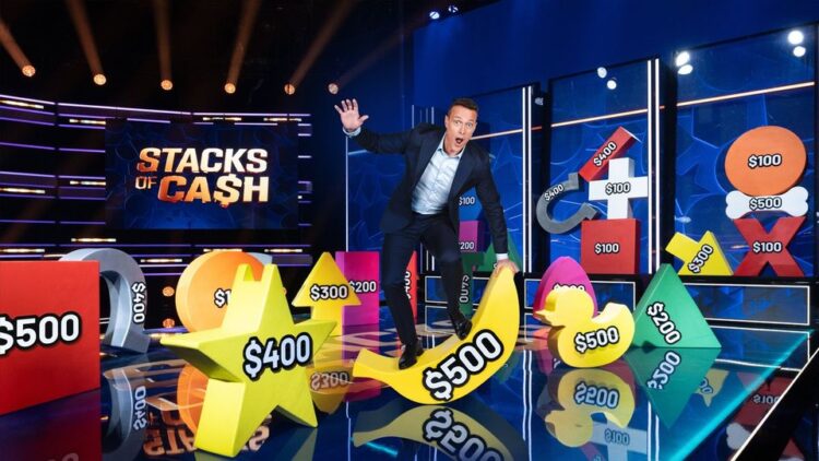 Matt Shirvington on the Stacks of Cash set, part of Channel 7's 2027 slate