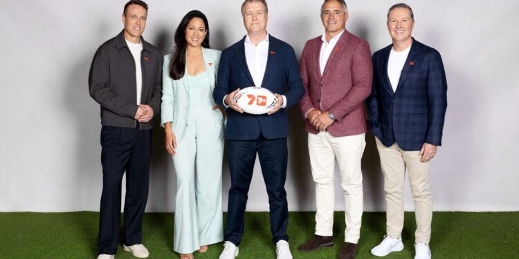 Matt Shirvington, Mel McLaughlin, Andrew Voss, Corey Parker and Matt White for Channel 7 Rugby League World Cup coverage