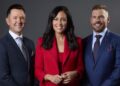 Ricky Ponting, Mel McLaughlin and Aaron Finch for Channel 7 cricket coverage
