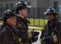 Three firefighters in turnout gear in Chicago Fire episode Primary Search on Channel 7