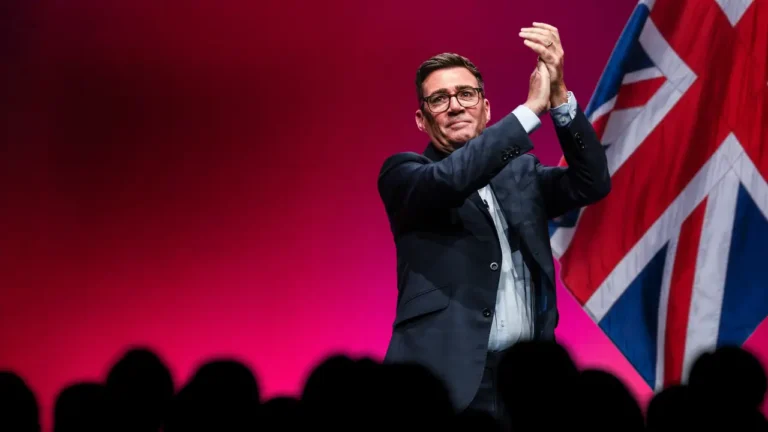 UK Prime Minister Andy Burnham on stage for Foreign Correspondent