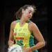 Australian Diamonds player holding a netball during the Constellation Cup