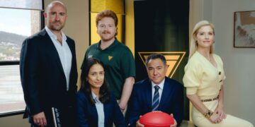 Ground Up cast Josh McConville, Emma Harvie, Dylan Murphy, Sam Pang and Lucy Durack