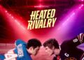 Shane Hollander and Ilya Rozanov face each other on the ice beneath the Heated Rivalry title