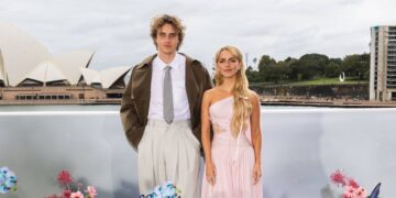 Joseph Zada and Mckenna Grace at the Sydney Harbour photo call for The Hunger Games: Sunrise on the Reaping