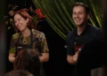 Sheridan and Ted greet diners at their My Kitchen Rules Instant Restaurant
