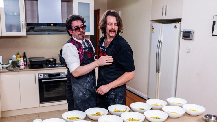Harrison and Oliver preparing ravioli at Bloody Bellissimo on My Kitchen Rules