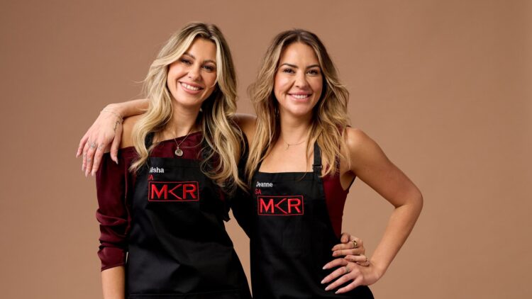 Alisha and Deanne in their aprons for My Kitchen Rules on Channel 7