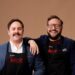Angus and Simon in their aprons for My Kitchen Rules on Channel 7