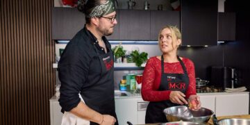 Tiffany and Giancarlo in their My Kitchen Rules Instant Restaurant kitchen