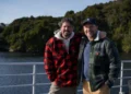 Colin Fassnidge and Manu Feildel together aboard a boat