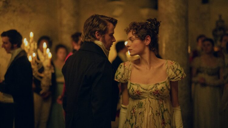 Emma Corrin as Lizzy and Jack Lowden as Mr Darcy in the Pride and Prejudice trailer on Netflix