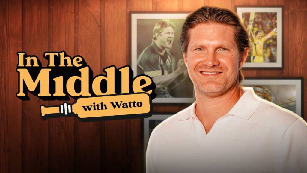 Shane Watson in key art for In The Middle With Watto on Prime Video