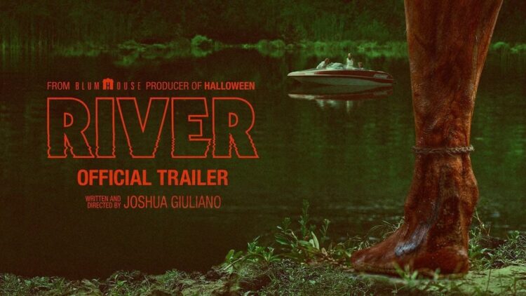 A figure stands at the water’s edge in the River trailer key art