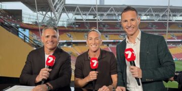 Channel 7 Rugby League World Cup commentary team at Suncorp Stadium