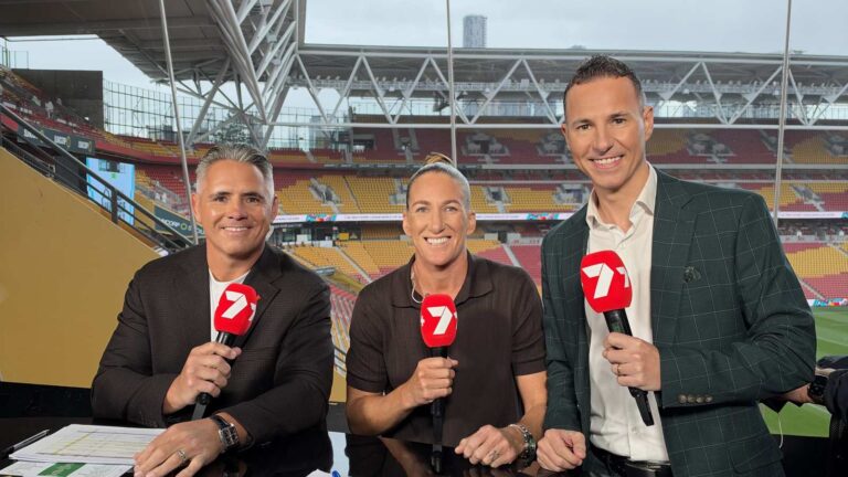 Channel 7 Rugby League World Cup commentary team at Suncorp Stadium