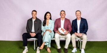 Matt Shirvington, Mel McLaughlin, Corey Parker and Matt White for Channel 7 Rugby League World Cup coverage