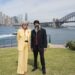 Governor-General Sam Mostyn and Sukhdeep Singh Bhogal standing beside Sydney Harbour
