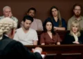 Jurors listen to a lawyer in The Jury