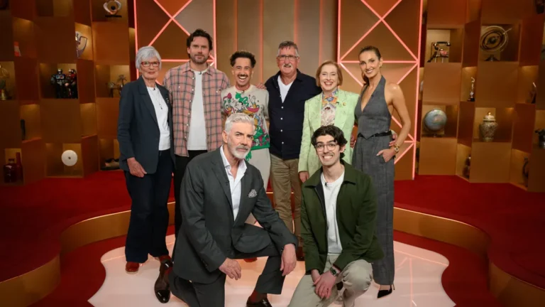 Shaun Micallef with the parent-and-child teams in Parents' Evening episode four