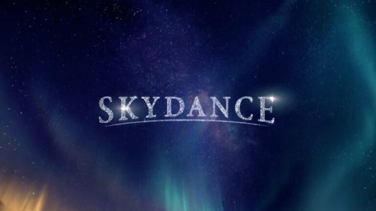 Skydance wordmark on a blue night-sky background