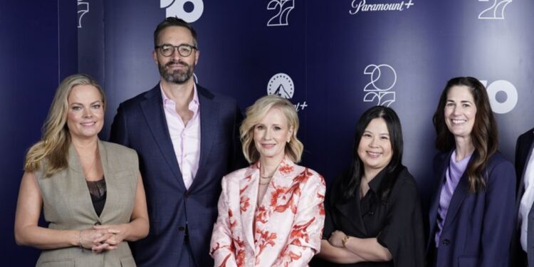 Network 10 and Paramount Australia president Beverley McGarvey with Paramount executives at the 2027 Paramount upfront