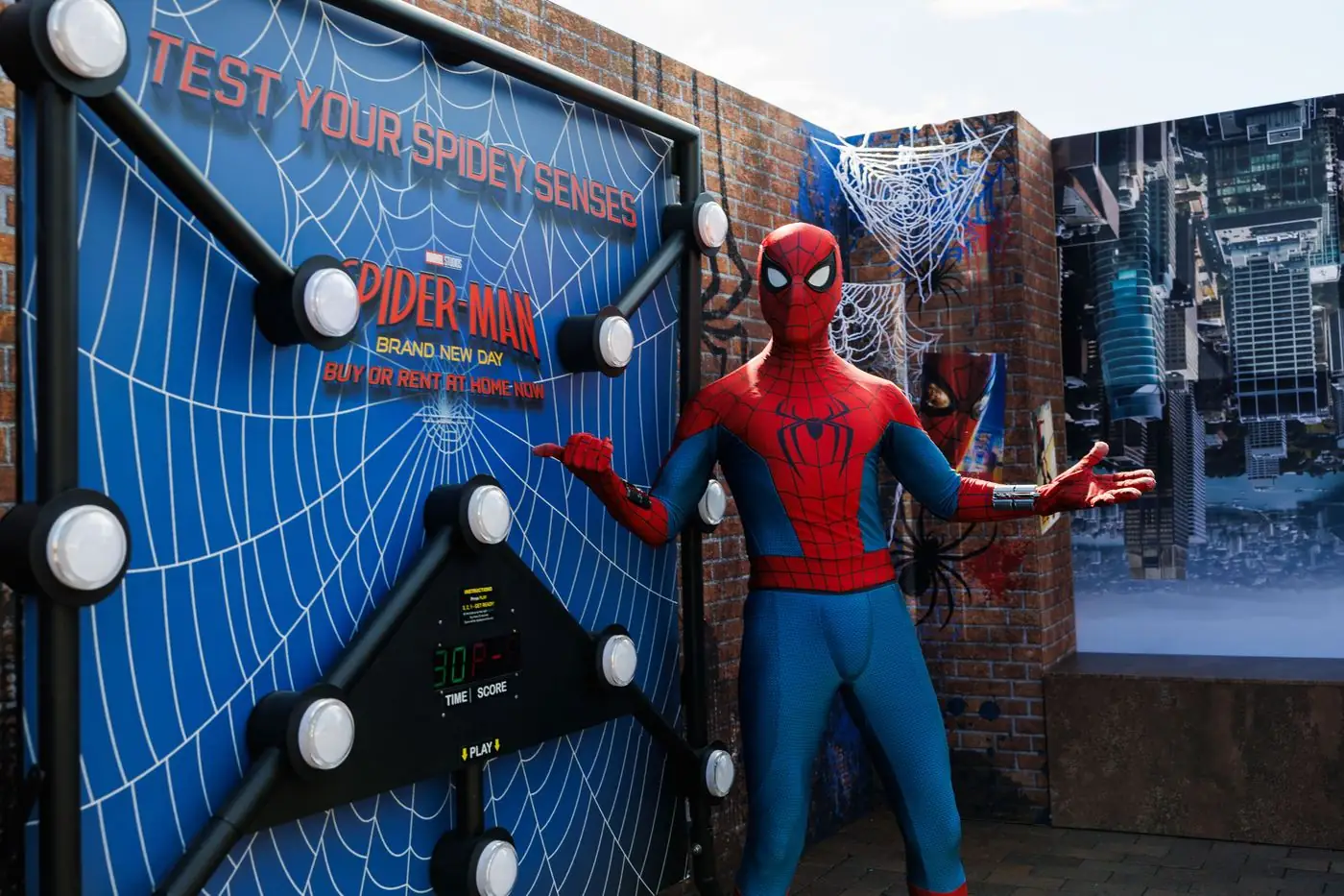 Spider-Man at the Spidey-senses game at Circular Quay