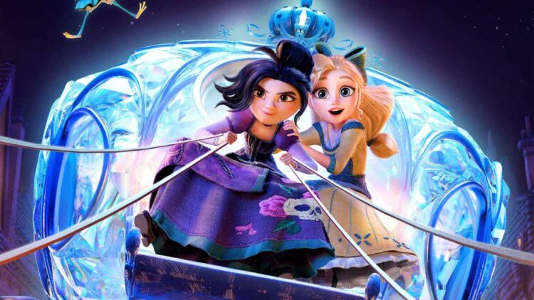 Lilith and Cinderella ride a glass carriage in Netflix animated film Steps