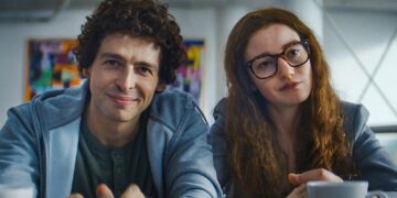 Anthony Boyle and Julia Garner in a scene from The Altruists