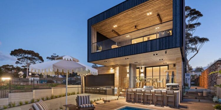 Outdoor area and pool at The Block 2026 House 1 in Mount Eliza