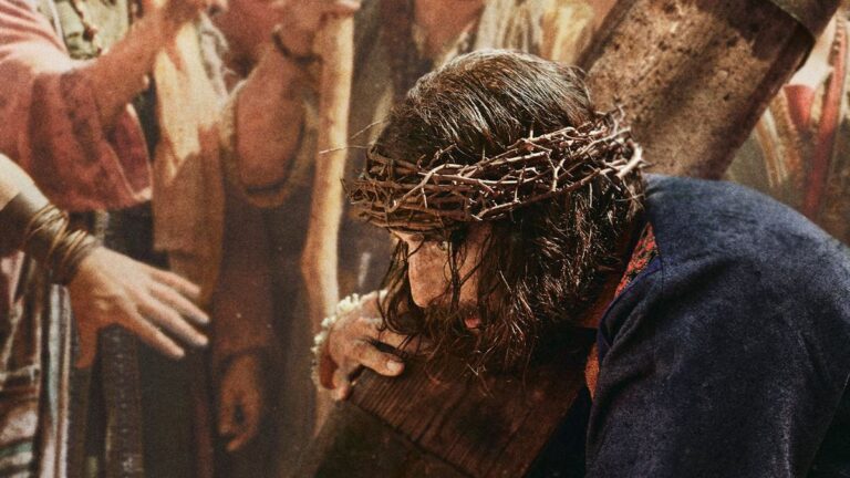 Jonathan Roumie as Jesus carrying the cross in The Chosen season 6 artwork