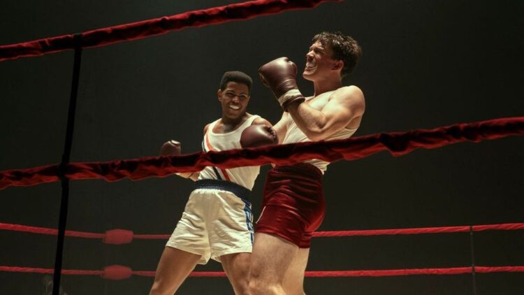 Jaalen Best as Cassius Clay boxing in the ring in The Greatest
