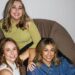 The Room podcast hosts Georgia, Freya and Rafa seated together