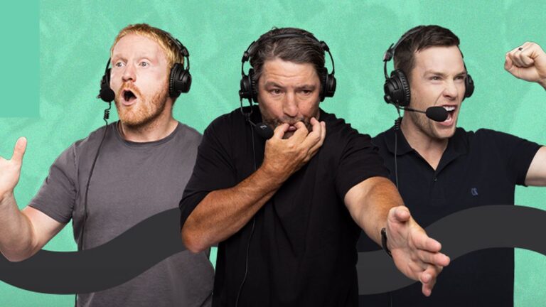 Triple M rugby league commentators wearing headsets