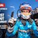 Zach Bates celebrates Bathurst 1000 Top 10 Shootout pole on a Saturday ratings card stating the Shootout leads Saturday and Seven wins the night.