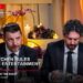 My Kitchen Rules judges dine on a Monday ratings card stating My Kitchen Rules leads entertainment and Seven wins the night.