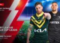 Australia and New Zealand Rugby League World Cup players on a Thursday ratings card stating the Rugby League World Cup leads and Seven wins the night.