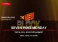 The Block artwork on a Monday ratings card stating Seven wins Monday, The Block is number one entertainment and Seven has a 32.5% Total TV share.