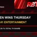 A Thursday TV ratings card stating Seven wins Thursday and RBT is the number one entertainment program with 1.373 million National Total TV reach.
