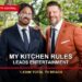 My Kitchen Rules judges Manu Feildel and Colin Fassnidge on a Tuesday TV ratings card stating My Kitchen Rules leads entertainment with 1.830 million Total TV reach.