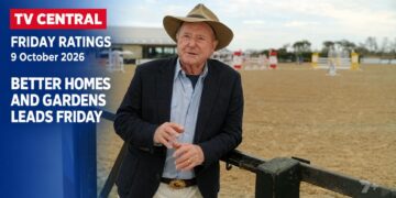Better Homes and Gardens presenter Graham Ross on a Friday ratings card stating Better Homes and Gardens leads Friday.