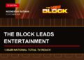 A Wednesday TV ratings card with current-season The Block key art stating The Block leads entertainment with 1.882 million National Total TV reach.