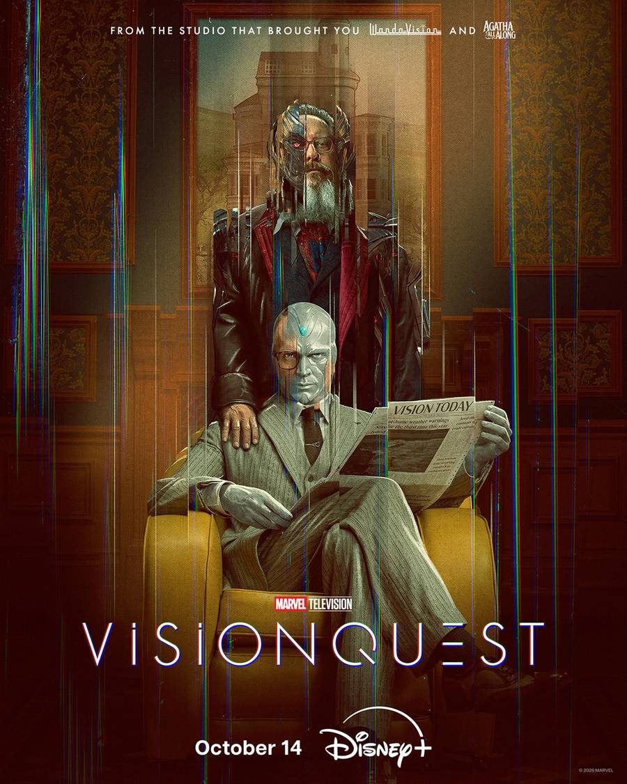 Official VisionQuest poster showing Vision ahead of the Disney+ premiere