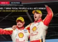 Bathurst 1000 winners Brodie Kostecki and Todd Hazelwood celebrate as Channel 7 wins Week 42 in Total People and all key demos