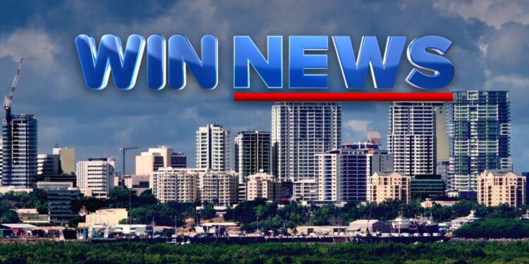 WIN News logo over the Darwin city skyline